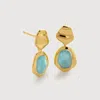 Monica Vinader Gold Odyssey Gemstone Small Drop Earrings Aquamarine