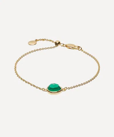 Monica Vinader Gold Plated Vermeil Silver Green Onyx Siren Fine Chain Bracelet