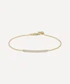 Monica Vinader Gold Plated Vermeil Silver Skinny Short Diamond Bar Bracelet In Gold