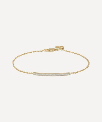 Monica Vinader Gold Plated Vermeil Silver Skinny Short Diamond Bar Bracelet