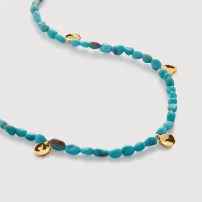 Monica Vinader Gold Rio Mini Gemstone Beaded Station Necklace Adjustable 41-46cm/16-18' Turquoise