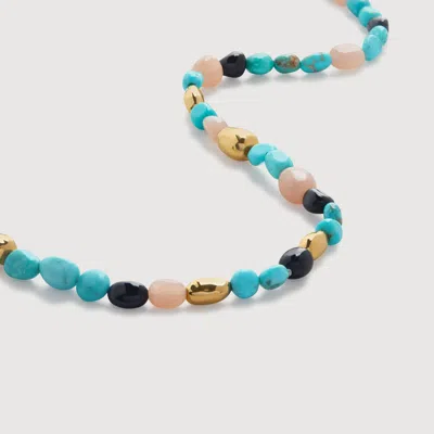 Monica Vinader Gold Rio Multi Gemstone Beaded Necklace Adjustable 41-46cm/16-18' Turquoise