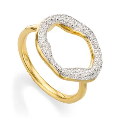 Monica Vinader Gold Riva Diamond Circle Ring Diamond