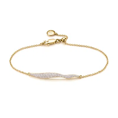Monica Vinader Gold Riva Diamond Wave Chain Bracelet Diamond