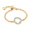 Monica Vinader Gold Riva Mini Circle Adjustable Friendship Diamond Ring Diamond