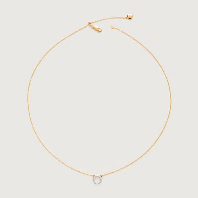Monica Vinader Gold Riva Mini Circle Necklace Adjustable 46cm/18' Diamond