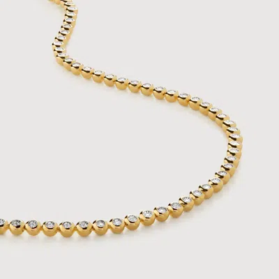 Monica Vinader Gold Round Diamond Tennis Necklace Lab Grown Diamond