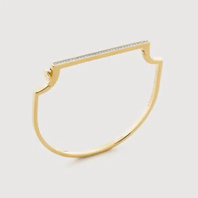 Monica Vinader Gold Signature Diamond Slim Bangle Lab Grown Diamond