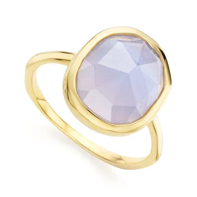 Monica Vinader Gold Siren Medium Stacking Ring Blue Lace Agate