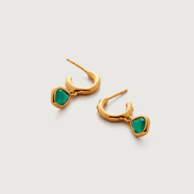 Monica Vinader Gold Siren Mini Nugget Huggie Earrings Green Onyx