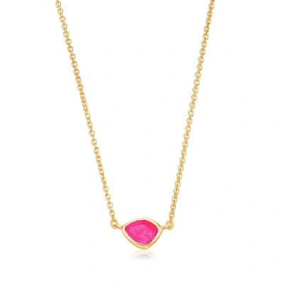 Monica Vinader Gold Siren Mini Nugget Necklace Adjustable 46cm/18' Pink Quartz