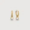 Monica Vinader Gold Siren Mini Pearl Huggie Earrings Pearl In Gold