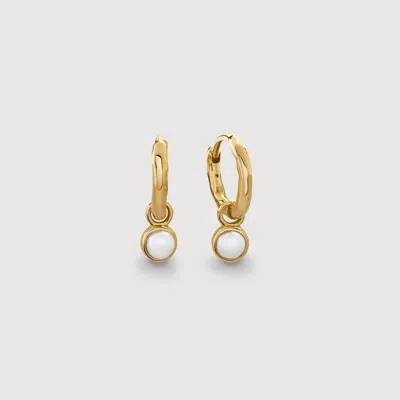 Monica Vinader Gold Siren Mini Pearl Huggie Earrings Pearl