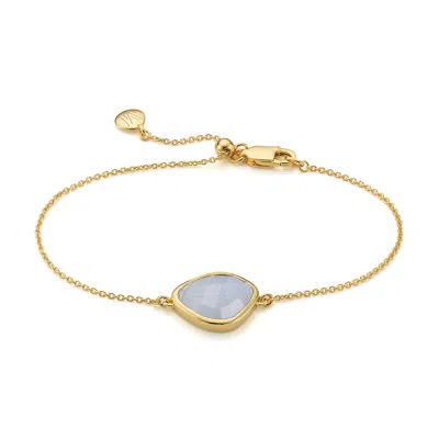 Monica Vinader Gold Siren Nugget Bracelet Blue Lace Agate