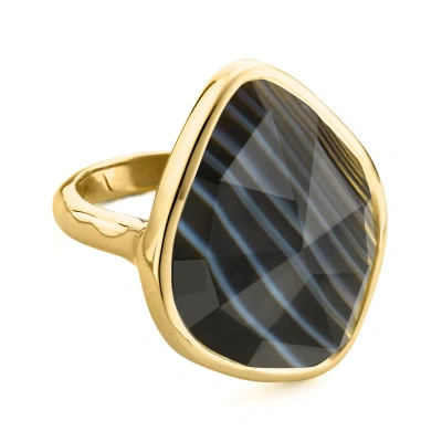 Monica Vinader Gold Siren Nugget Ring Black Line Onyx