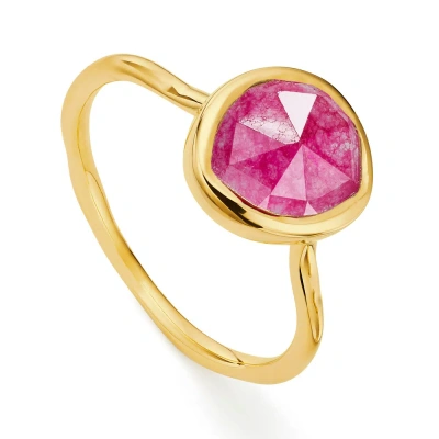 Monica Vinader Gold Siren Stacking Ring Pink Quartz