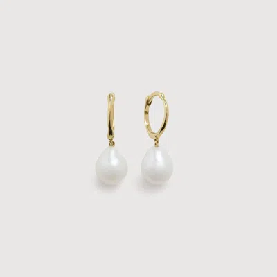 Monica Vinader Gold Small Baroque Pearl Huggie Earrings Pearl