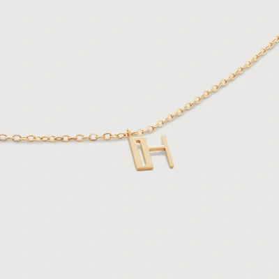 Monica Vinader Gold Small Initial H Necklace Adjustable 41-46cm/16-18'