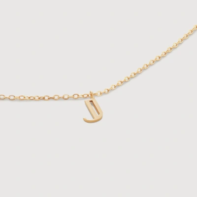 Monica Vinader Gold Small Initial J Necklace Adjustable 41-46cm/16-18'