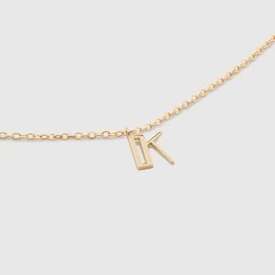 Monica Vinader Gold Small Initial K Necklace Adjustable 41-46cm/16-18'