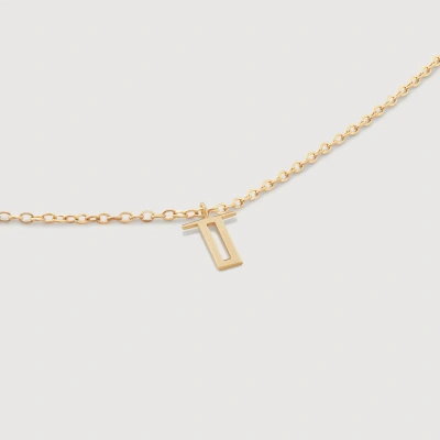 Monica Vinader Gold Mini Initial T Chain Necklace