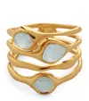 Monica Vinader Gold Vermeil And Acquamarine Gemstone Stacked Siren Ring In Gold