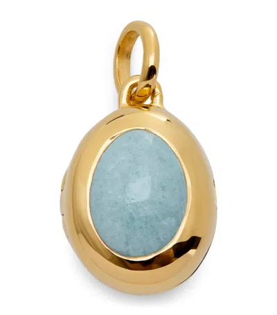 Monica Vinader Gold Vermeil And Aquamarine March Birthstone Locket