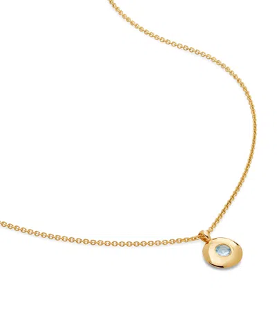 Monica Vinader Gold Vermeil And Aquamarine March Birthstone Necklace In Blue