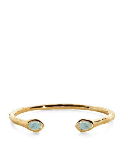 Monica Vinader Gold Vermeil And Aquamarine Odyssey Cuff Bracelet In Blue