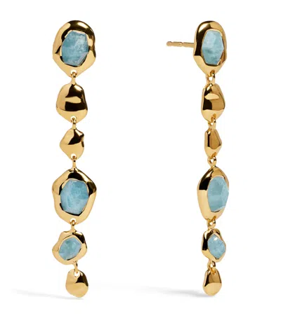 Monica Vinader Gold Vermeil And Aquamarine Odyssey Drop Earrings In Blue