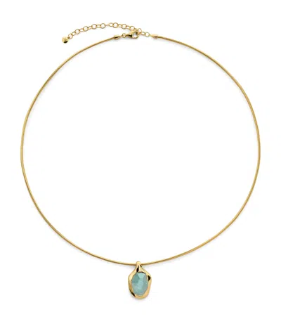 Monica Vinader Gold Vermeil And Aquamarine Odyssey Necklace In Brown
