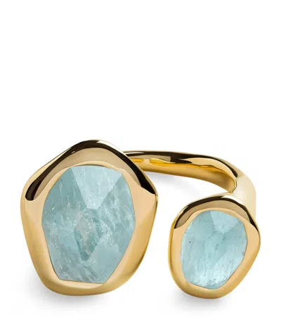 Monica Vinader Gold Vermeil And Aquamarine Odyssey Open Ring