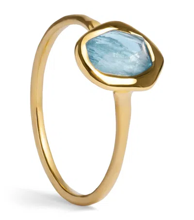 Monica Vinader Gold Vermeil And Aquamarine Odyssey Ring In Blue