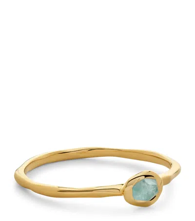 Monica Vinader Gold Vermeil And Aquamarine Odyssey Stacking Ring In Blue