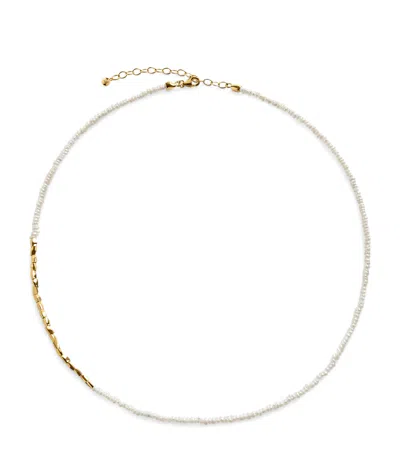 Monica Vinader Gold Vermeil And Baroque Pearl Mini Nugget Gemstone Beaded Necklace