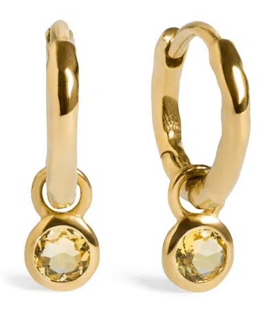 Monica Vinader Gold Vermeil And Citrine November Birthstone Huggie Earrings In Orange