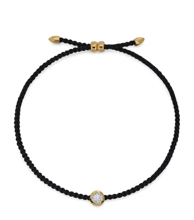 Monica Vinader Gold Vermeil And Diamond Cord Bracelet In Black
