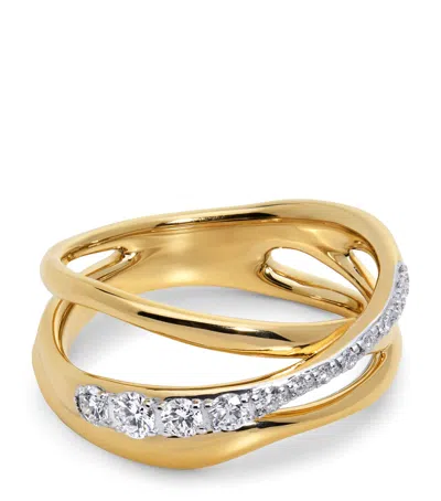 Monica Vinader Gold Vermeil And Diamond Crossover Nura Ring