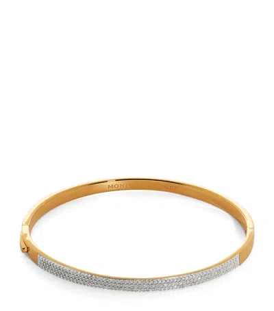 Monica Vinader Gold Vermeil And Diamond Essential Pavé Bangle In Pattern