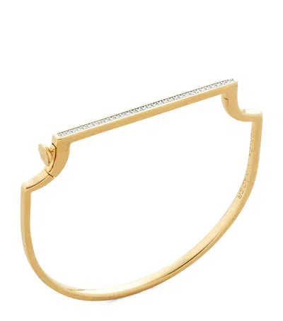 MONICA VINADER GOLD VERMEIL AND DIAMOND SLIM SIGNATURE BANGLE
