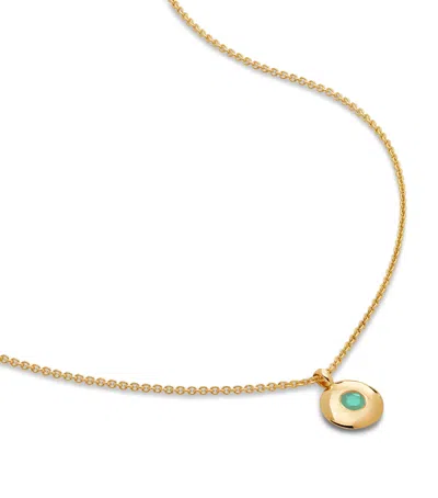 Monica Vinader Gold Vermeil And Emerald May Birthstone Necklace In Green