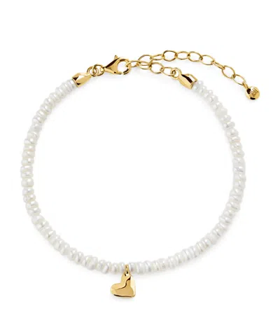 Monica Vinader Gold Vermeil And Freshwater Pearl Heart Bracelet