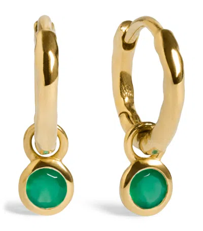 Monica Vinader Gold Vermeil And Green Onyx May Birthstone Huggie Earrings