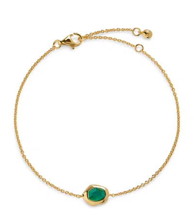 MONICA VINADER GOLD VERMEIL AND GREEN ONYX ODYSSEY GEMSTONE CHAIN BRACELET