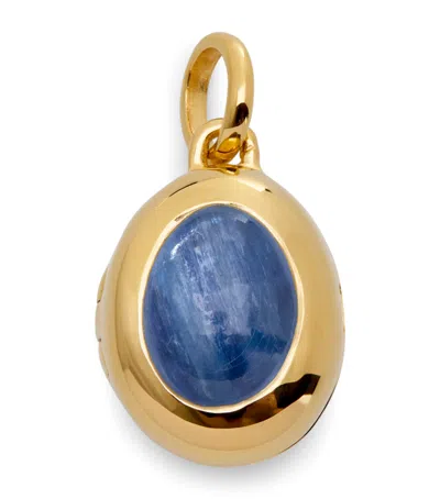 Monica Vinader Gold Vermeil And Kyanite September Birthstone Locket In Blue