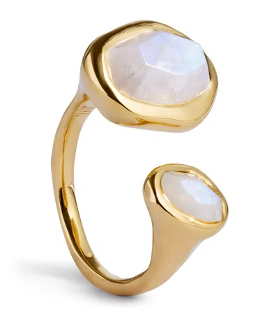 Monica Vinader Gold Vermeil And Moonstone Odyssey Open Ring In White