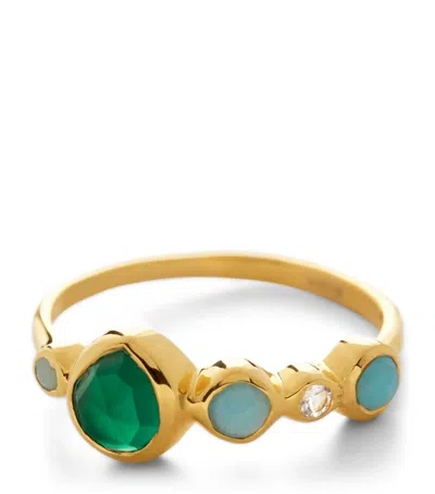 Monica Vinader Gold Vermeil And Onyx Mv Siren Bezel Gemstone Ring