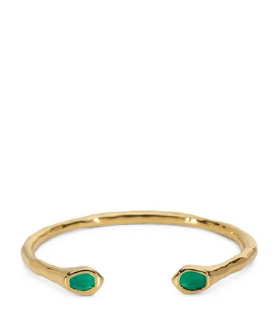 MONICA VINADER GOLD VERMEIL AND ONYX ODYSSEY CUFF BRACELET
