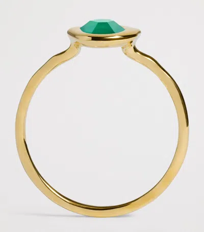 Monica Vinader Gold Vermeil And Onyx Odyssey Ring In Green