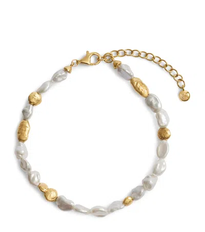Monica Vinader Gold Vermeil And Pearl Capri Bracelet In White